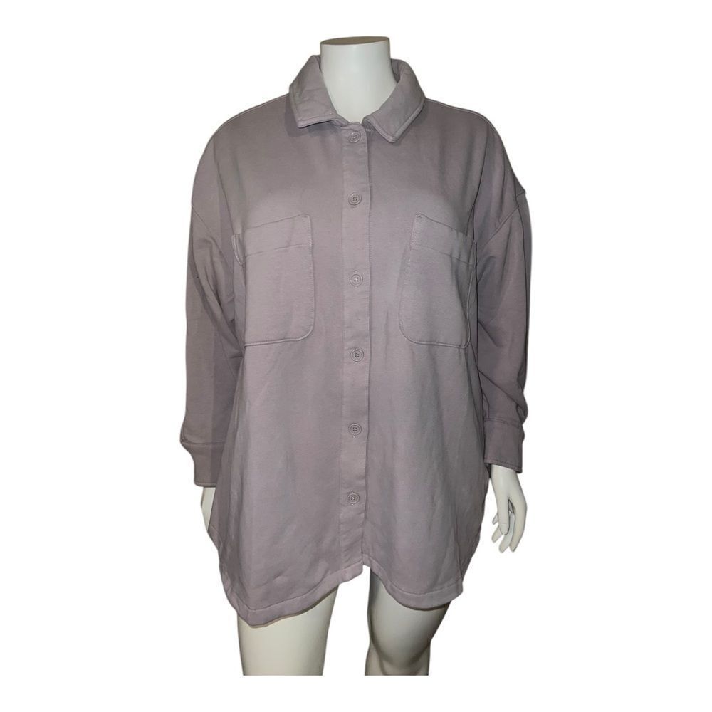 Athleta Plus Size Retroplush Shirt Jacket Tinsel Purple 3X NWOT - Picture 4 of 9